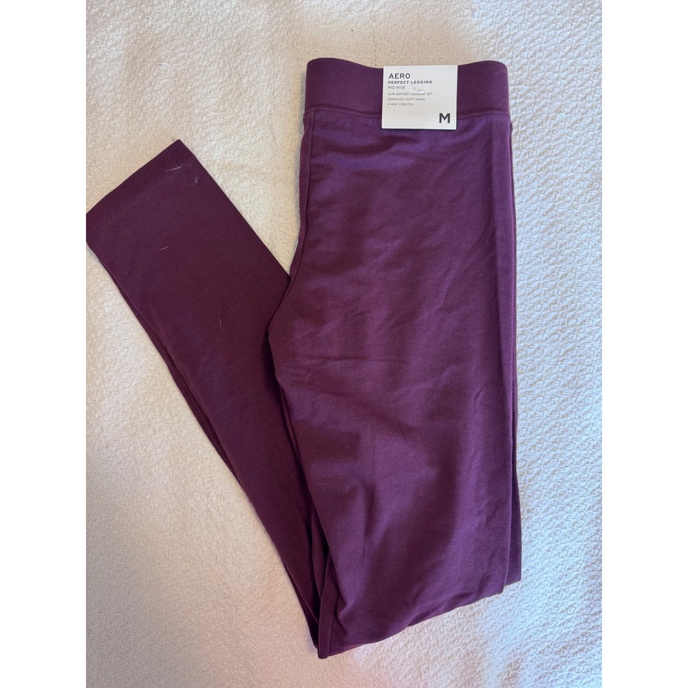 Aeropostale Aero Perfect Legging Mid Rise Burgundy Plum Stretch Yoga Pants Med